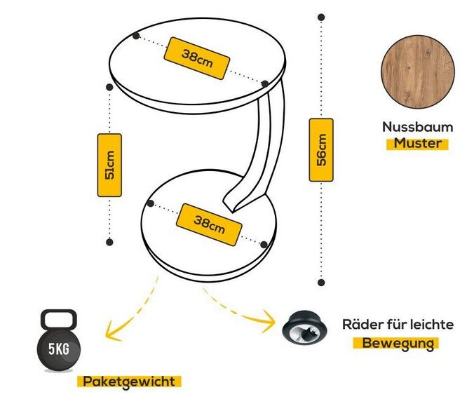 sugodesign C Form Holz Couchtisch für 39,99€ (statt 50€)