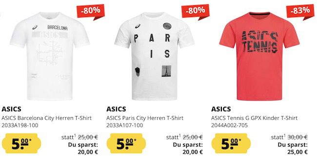 Asics Fixpreis Sale   nur 5€ pro Artikel zzgl. VSK