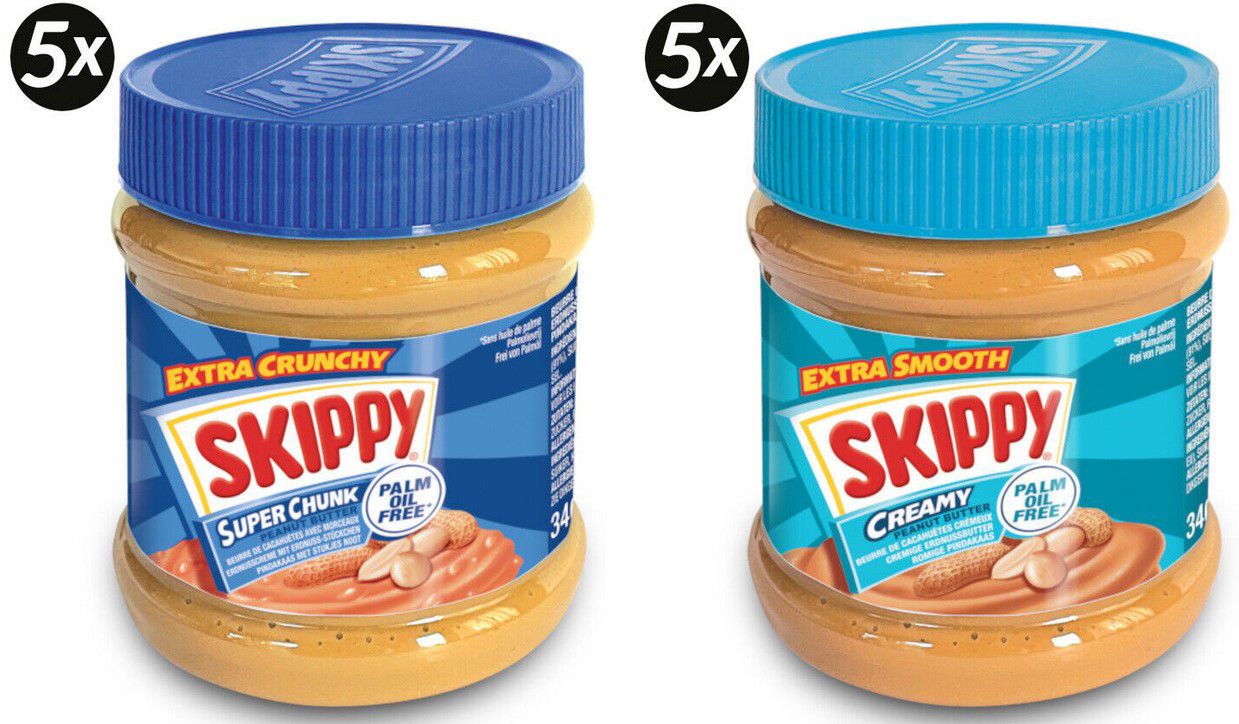SKIPPY 10 x 340g Erdnussbutter Creamy und Chunk für 34,90€ (statt 45€)