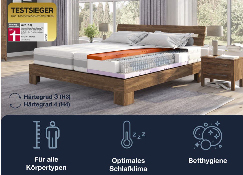 Hn8 7 Zonen Duo Taschenfederkern Matratze  Sleep Balance TFK ab 179€ (statt 225€)