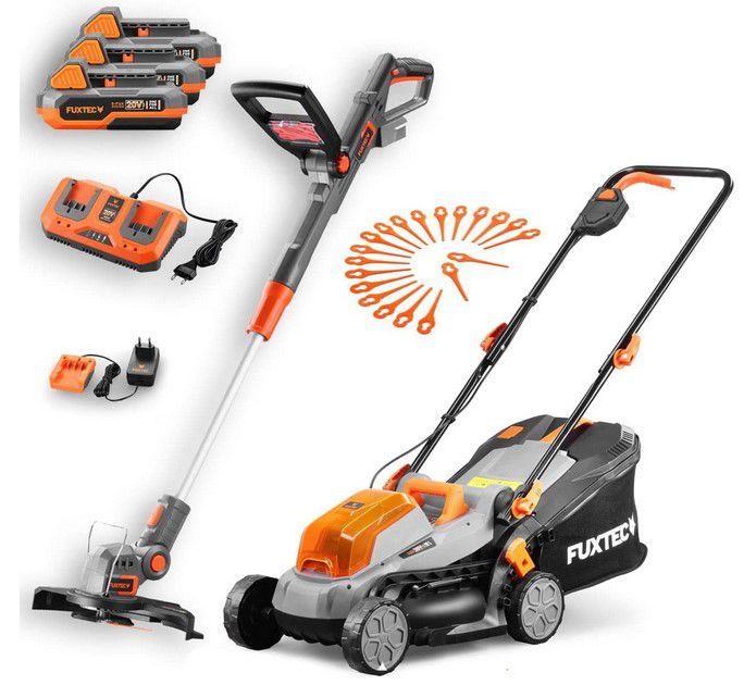 Fuxtec Akku Garten Set   Rasentrimmer + 33cm Rasenmäher +Zubehör für 199€ (statt 279€)