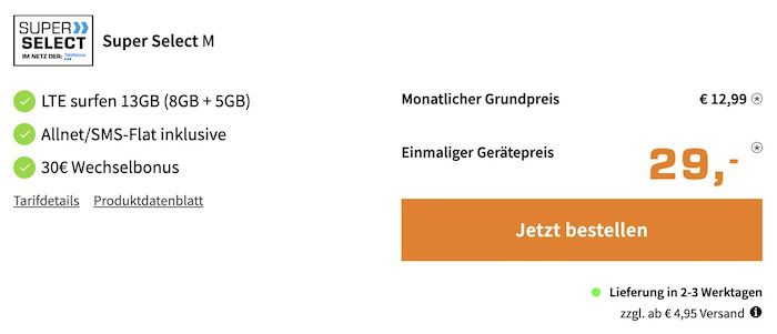 Google Days Tarif Deals z.B. Google Pixel 7a 29€ + 10GB LTE Vodafone Allnet 17,99€ mtl.