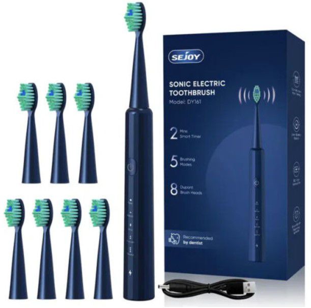 SEJOY Sonic elektrische Schallzahnbürste 8 Ersatzbürsten für 12,99€ (statt 18€)