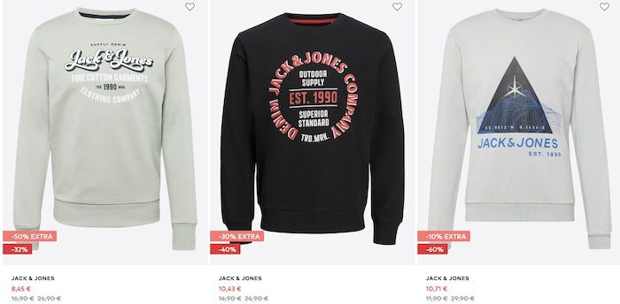 Jack & Jones Sweatshirts ab 8,45€   über 100 Modelle!