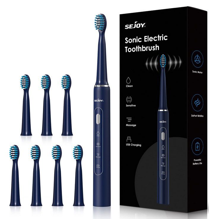 SEJOY Sonic elektrische Schallzahnbürste +Ersatzbürsten für 11,99€ (statt 15€)