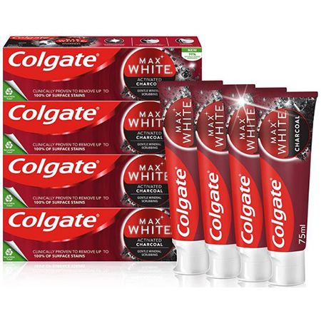 4er Pack Colgate Zahnpasta Max White Charcoal, 75ml ab 11,49€ (statt 14€)