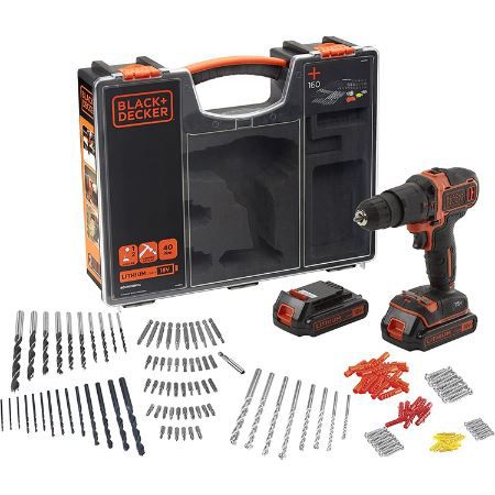 Black+Decker Akku-Schlagbohrschrauber Set, 160-tlg. für 102,09€ (statt 154€)