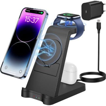 Ganquick 3 in 1 Ladestation Apple Wireless Charger für 17,99€ (statt 40€)   Prime