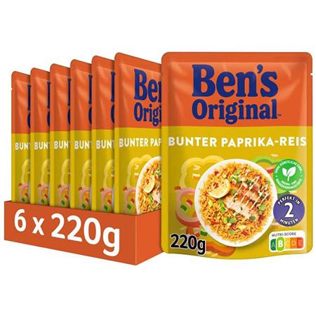 6er Pack Bens Original Express Reis Bunter Paprika, 220g ab 9,89€ (statt 14€)