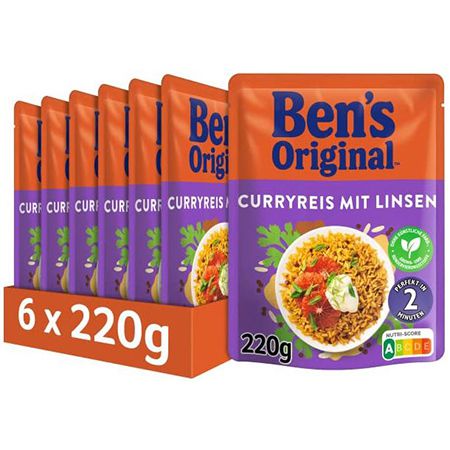 6er Pack Ben’s Original Express-Reis Curryreis mit Linsen ab 10,76€ (statt 14€)
