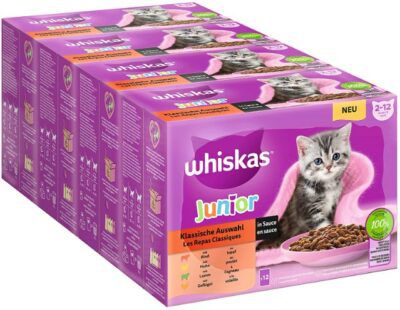 Whiskas Junior Klassiche Auswahl in Sauce 48 x 85g für 14€ (statt 16€)   Sparabo