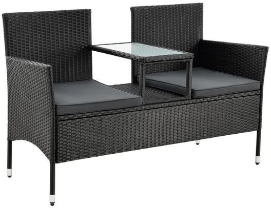 Juskys Monaco Polyrattan 2 Sitzer Bank mit Tisch & Kissen für 96,04€ (statt 119€)