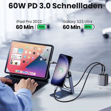 2er Pack Ugreen USB C auf USB C Kabel, 2M, 60W PD 3.0 für 10,49€ (statt 15€)