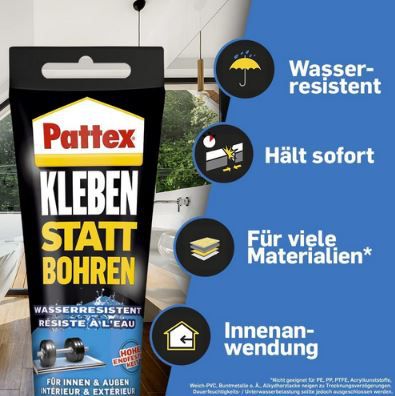 Pattex Kleben statt Bohren Montagekleber, 340g für 8,95€ (statt 12€)