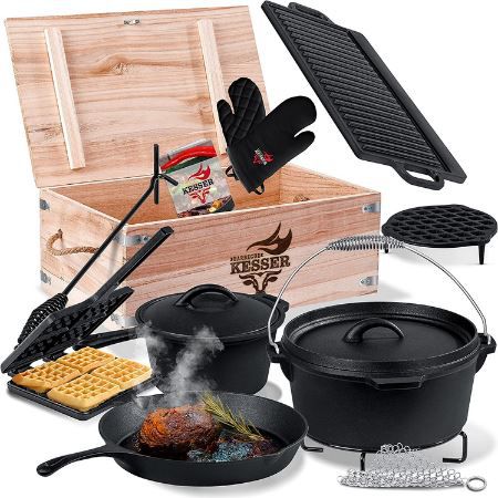 Kesser Dutch Oven Set in Holzkiste, 12 teilig für 79,80€ (statt 87€)