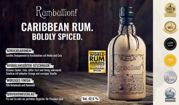 Rumbullion Premium Spiced Rum + Tumbler für 27,99€ (statt 36€)