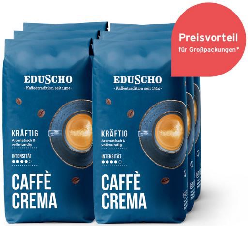 6 x 1Kg Eduscho Caffè Crema Kräftig für 56,94€ (statt 65€)