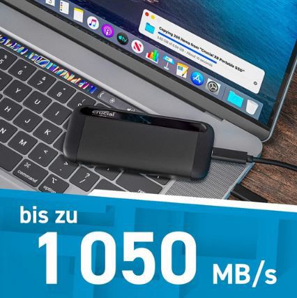 Crucial X8 Portable USB 3.2 SSD mit 4TB für 249,99€ (statt 275€)