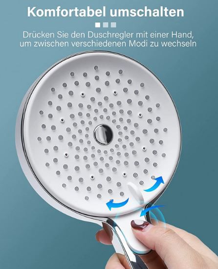 Srewhos Wassersparender Duschkopf mit 3 Strahlarten für 7,99€ (statt 17€)   Prime