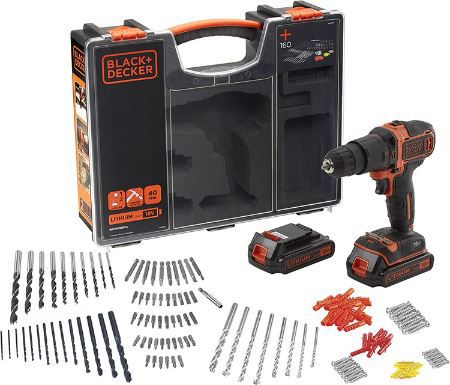 Black+Decker Akku Schlagbohrschrauber Set, 160 tlg. für 102,09€ (statt 154€)