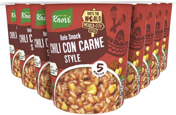 8er Pack Knorr Taste the World Reis Snack Chili con Carne Style ab 10€ (statt 12€)