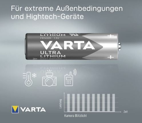 4er Pack VARTA Ultra Lithium AA Batterien ab 3,33€ (statt 7€)   Prime