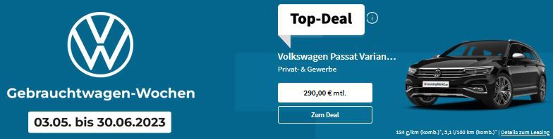 Volkswagen Gebrauchtwagen Leasing Wochen mit geprüften Jahreswagen
