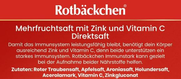 6x Rotbäckchen Immunstark Saft, je 700ml ab 16,15€ (statt 19€)
