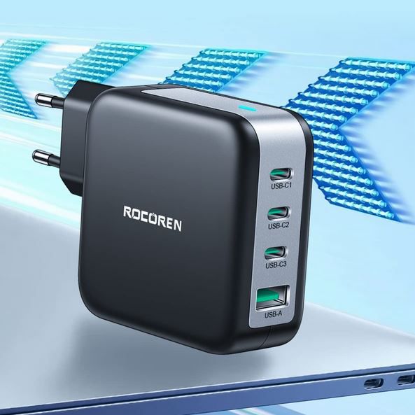 Rocoren Dual USB C Ladegerät, 100W, 4 Ports für 29,65€ (statt 50€)