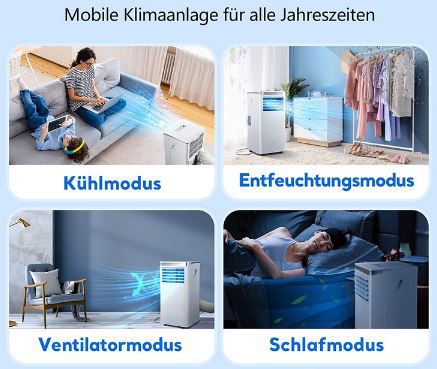 Rintuf 4 in 1 Klimaanlage bis 70m³, 9.000 BTU, 2.6kW für 234,99€ (statt 300€)