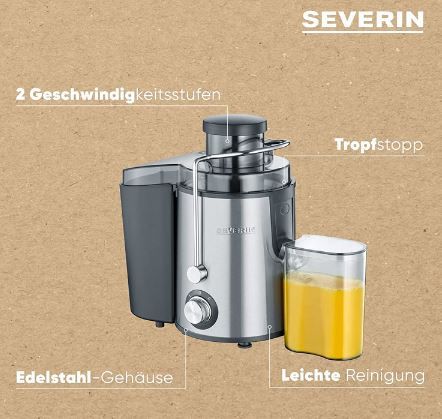 Severin ES 3566 elektrische Saftpresse aus Edelstahl, 500ml für 30€ (statt 42€)   Prime