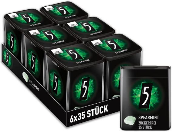 6er Pack 5 Gum Spearmint Kaugummi mit je 35 Dragees ab 10,53€ (statt 15€)