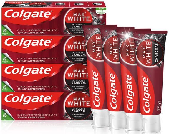 4er Pack Colgate Zahnpasta Max White Charcoal, 75ml ab 11€ (statt 14€)
