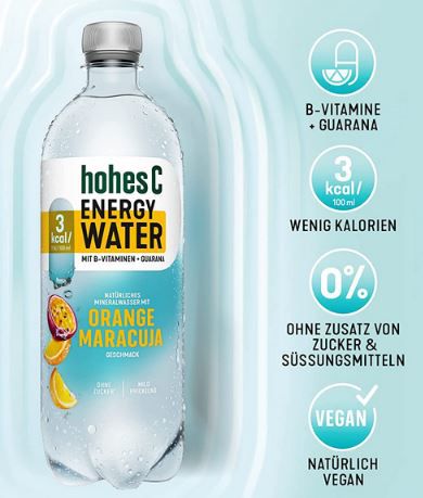 6er Pack hohes C Energy Water Orange Maracuja, 750ml ab 6,54€ (statt 8€)