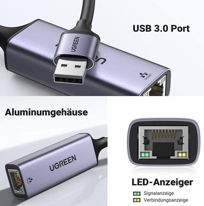 UGREEN USB 3.0 LAN Adapter (1000 Mbps) für 14,44€ (statt 19€)