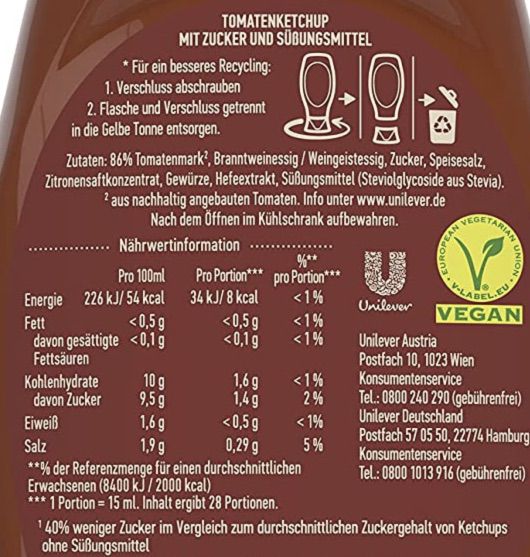 8x Hellmanns Tomaten Ketchup Zuckerreduziert für 10€ (statt 16€)