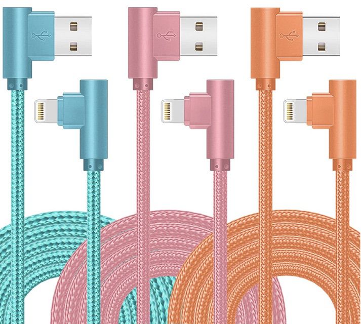 3x 2m abgewinkeltes Lightning Kabel (MFi zertifiziert) für 4,89€   Prime