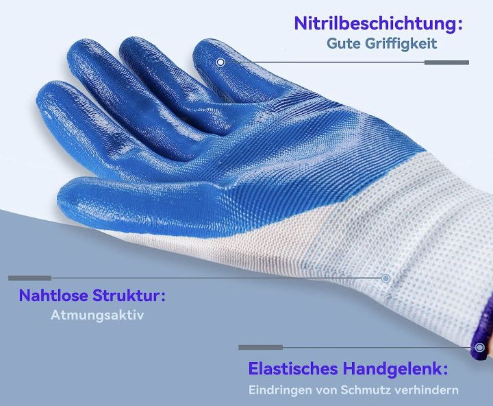 12 Paar Arbeitshandschuhe mit Nitril Beschichtung für 5,69€ (statt 19€)