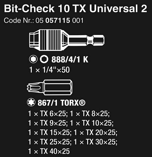 Wera Bit Check 10 TX Universal 2 inkl. Rapidaptor Bithalter für 16,02€ (statt 19€)
