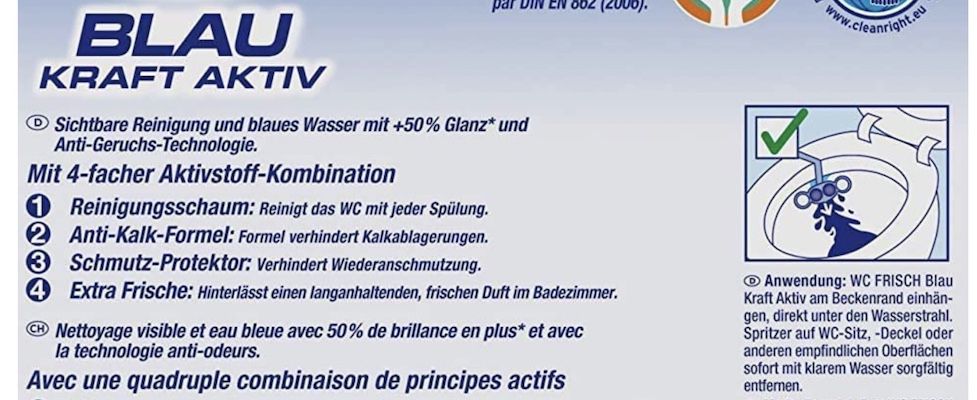 3x 50g WC FRISCH Kraft Aktiv Blauspüler Chlor für 2,95€