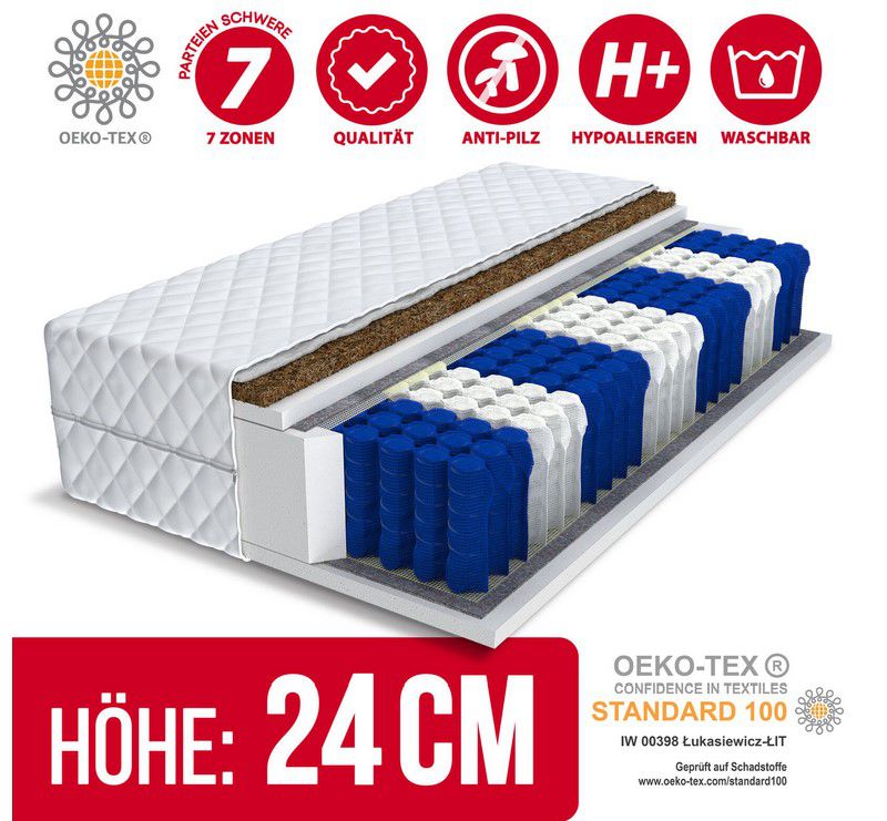 HOME MAX 7 Taschenfederkern Matratze 140x200 (H3, H4) für 149€ (statt 160€)