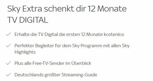 Für Sky Kunden: 1 Jahr TV DIGITAL Print (statt 75€) gratis