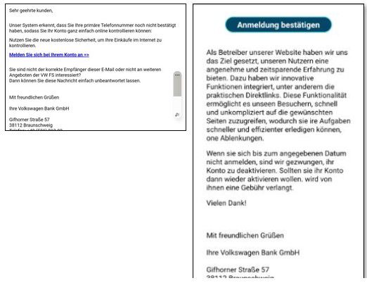 Verbraucherzentrale warnt vor neuen Phishing Mails im Umlauf (Beispiele)