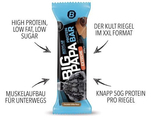 12er Pack BIG PAPA 50% Protein Bar Extreme Riegel für 28,89€ (statt 40€)