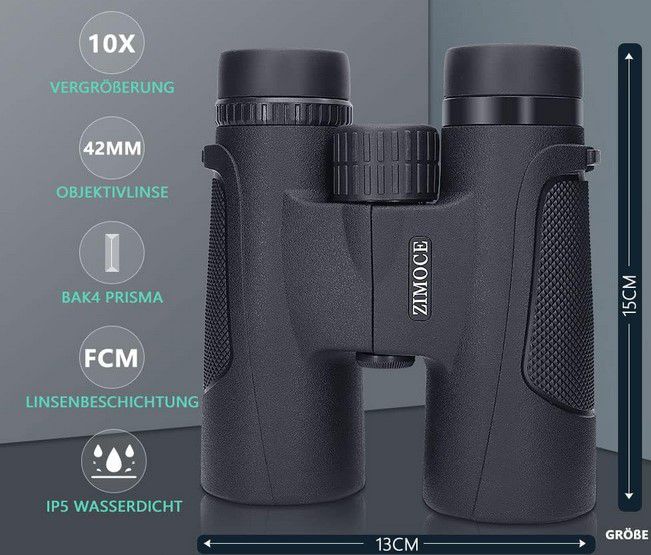 ZIMOCE 10x42 Fernglas mit Smartphone Adapter für 19,66€ (statt 33€)