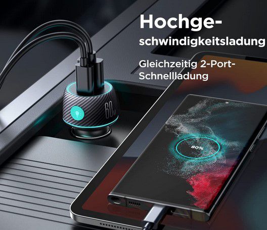 JOYROOM 60W Zigarettenanzünder USB C Adapter für 7,49€ (statt 15€)