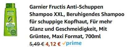 Garnier Fructis Anti Schuppen Shampoo XXL, 700ml ab 4,12€ (statt 5,50€)