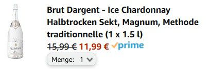 Brut Dargent Ice Chardonnay, 1,5 Liter Magnum Flasche ab 11,99€ (statt 16€)