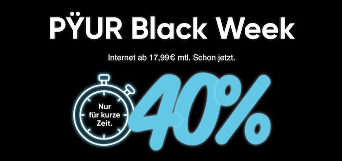 PYUR Internet mit 40% Rabatt (dauerhaft!)   z.B. 1.000 Mbit/s nur 26,99€ mtl.