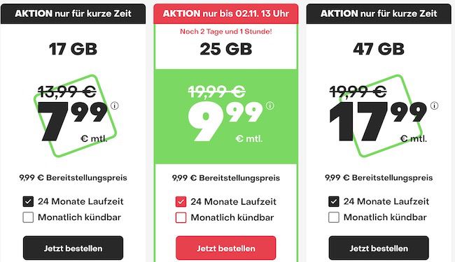 o2 Allnet Flat mit 25GB LTE für 9,99€ mtl. + monatlich kündbar